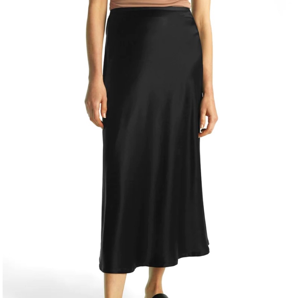 Black Silky Midi Skirt